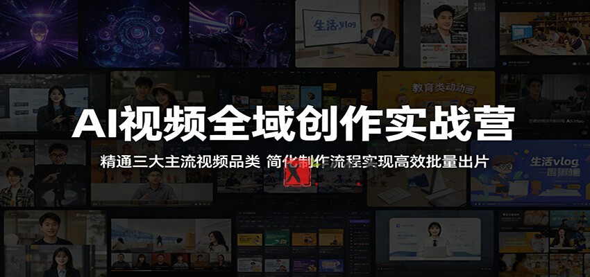 AI视频全域创作实战营:精通三大主流视频品类,简化制作流程实现高效批量出片-新发现资源网