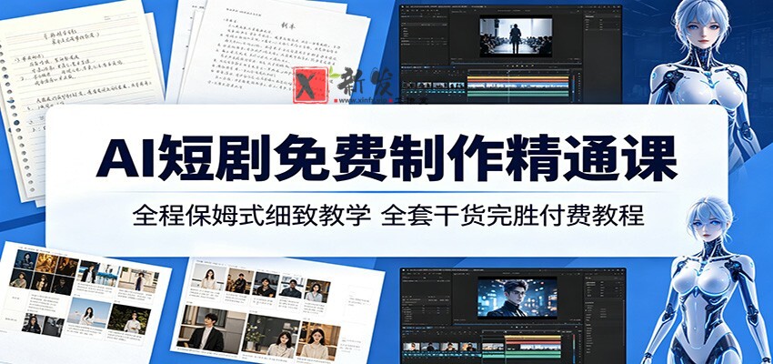 AI短剧免费制作精通课：全程保姆式细致教学，全套干货完胜付费教程-新发现资源网