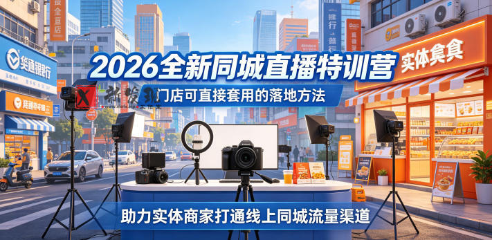 2026全新同城直播特训营,门店可直接套用的落地方法,助力实体商家打通线上同城流量渠道-新发现资源网
