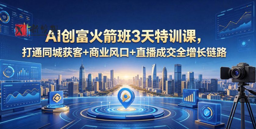 AI创富火箭班3天特训课，打通同城获客+商业风口+直播成交全增长链路，2026年4月新课-新发现资源网