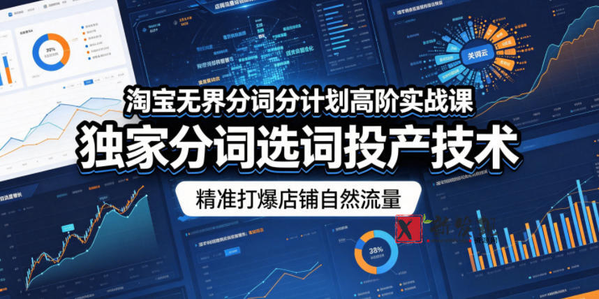 淘宝无界分词分计划高阶实战课，独家分词选词投产技术，精准打爆店铺自然流量-新发现资源网