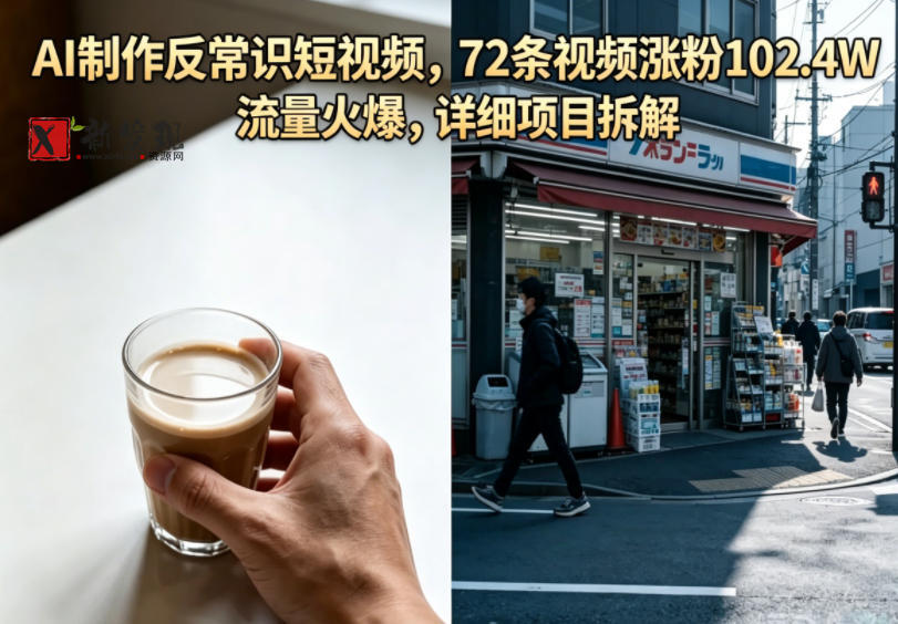 AI制作反常识短视频，72条视频涨粉102.4W，流量火爆，详细项目拆解-新发现资源网