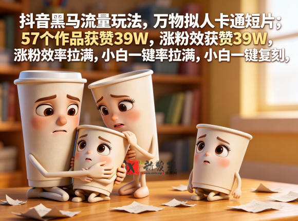 抖音黑马流量玩法，万物拟人卡通短片，57个作品获赞39W，涨粉效率拉满，小白一键复刻，保姆级拆解-新发现资源网
