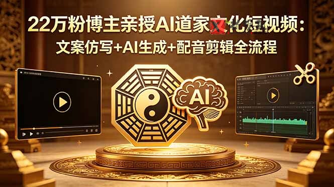 (18580期)22万粉博主亲授AI道家文化短视频:文案仿写+AI生成+配音剪辑全流程-新发现资源网