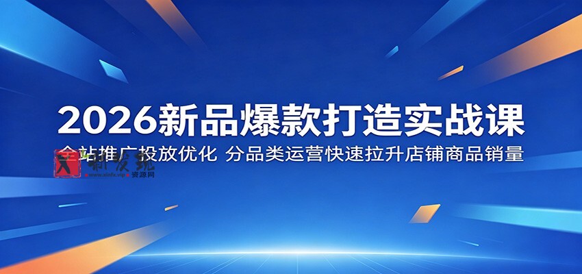 2026新品爆款打造实战课:全站推广投放优化,分品类运营快速拉升店铺商品销量-新发现资源网