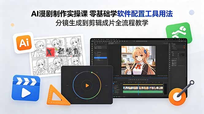 (18605期)AI漫剧制作实操课 零基础学软件配置工具用法 分镜生成到剪辑成片全流程教学-新发现资源网
