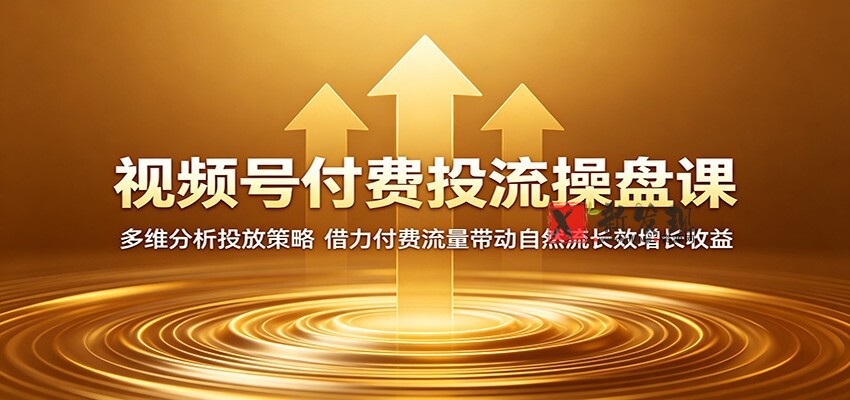 视频号付费投流操盘课：多维分析投放策略，借力付费流量带动自然流长效增长收益-新发现资源网