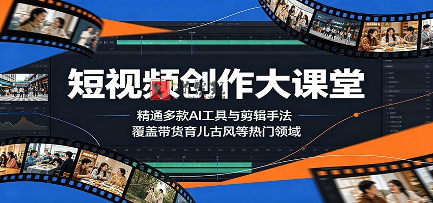 短视频创作大课堂:精通多款AI工具与剪辑手法,覆盖带货、育儿、古风等热门领域 短视频创作大课堂:精通多款AI工具与剪辑手法,覆盖带货、育儿、古风等热门领域