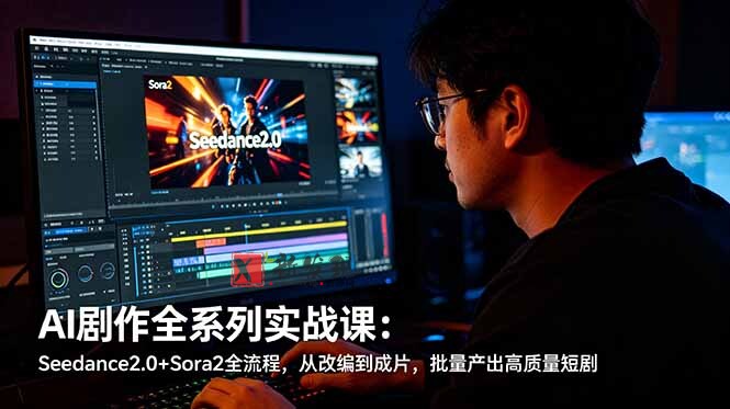 (18647期)AI剧作全系列实战课:Seedance2.0+Sora2全流程,从改编到成片,批量产出高质量短剧-新发现资源网