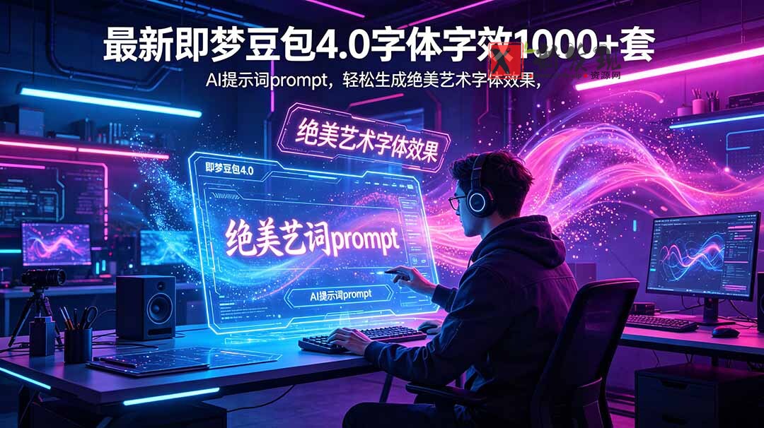 (18649期)最新即梦豆包4.0字体字效1000+套,AI提示词prompt,轻松生成绝美艺术字体效果-新发现资源网