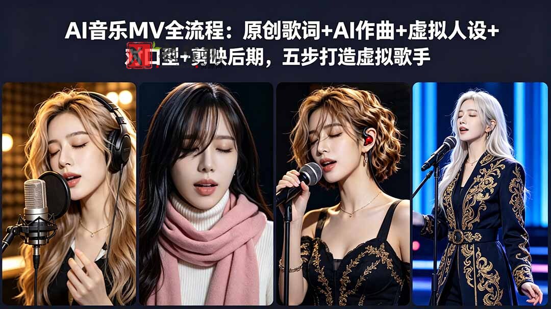 （18710期）AI音乐MV全流程：原创歌词+AI作曲+虚拟人设+对口型+剪映后期，五步打造虚拟歌手-新发现资源网