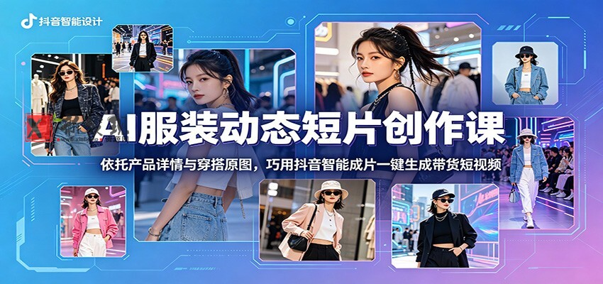 AI服装动态短片创作课:依托产品详情与穿搭原图,巧用抖音智能成片一键生成带货短视频 AI服装动态短片创作课:依托产品详情与穿搭原图,巧用抖音智能成片一键生成带货短视频