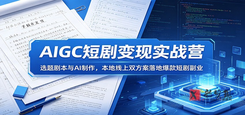 AIGC短剧变现实战营:选题剧本与AI制作,本地线上双方案落地爆款短剧副业 AIGC短剧变现实战营:选题剧本与AI制作,本地线上双方案落地爆款短剧副业