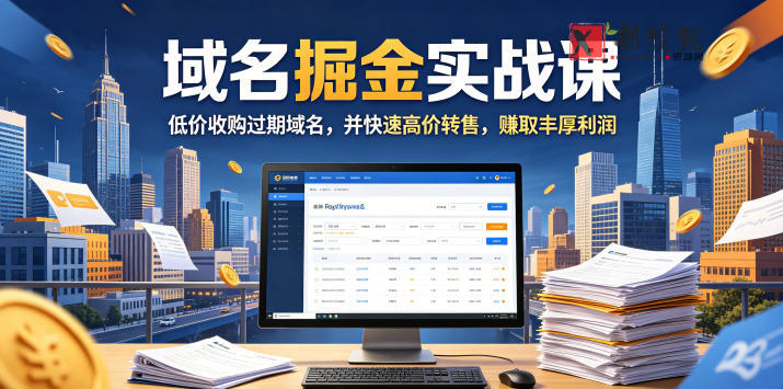 域名交易掘金实战课，低价收购过期域名，并快速高价转售，賺取丰厚利润【原创双语字幕】-新发现资源网