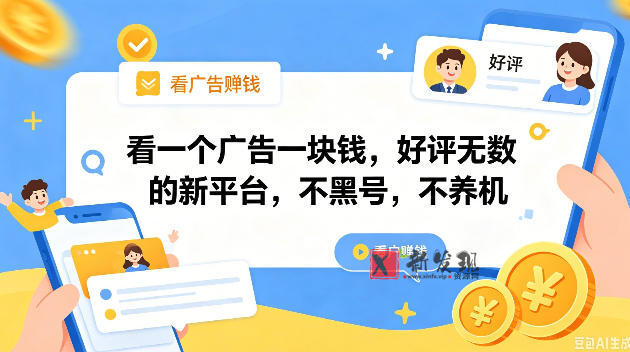 看一个广告一块钱,好评无数的新平台,不黑号,不养机,一撸几十块钱还是不错的-新发现资源网