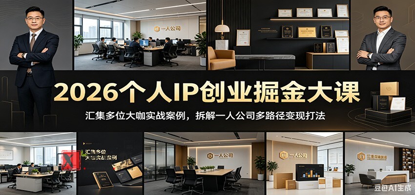 2026个人IP创业掘金大课:汇集多位大咖实战案例,拆解一人公司多路径变现打法 2026个人IP创业掘金大课:汇集多位大咖实战案例,拆解一人公司多路径变现打法