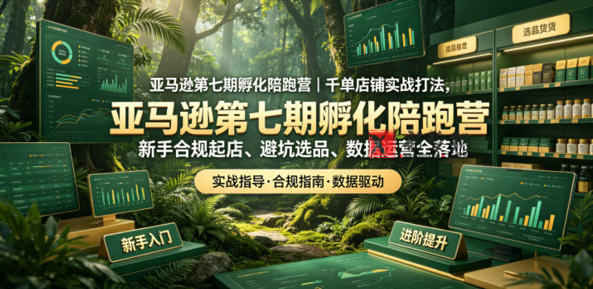 亚马逊第七期孵化陪跑营|千单店铺实战打法,新手合规起店、避坑选品、数据运营全落地-新发现资源网