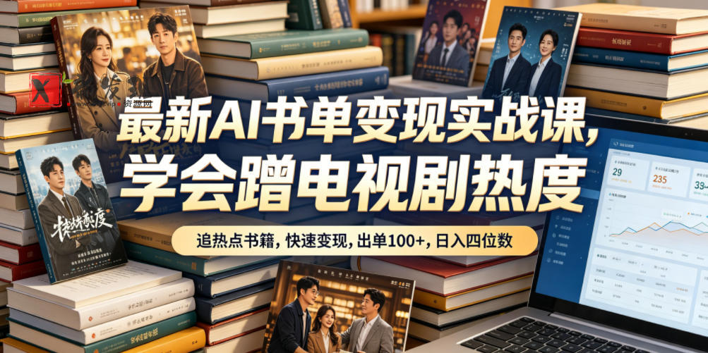 最新AI书单变现实战课,学会蹭电视剧热度,追热点书籍,快速变现,出单100+,日入四位数-新发现资源网