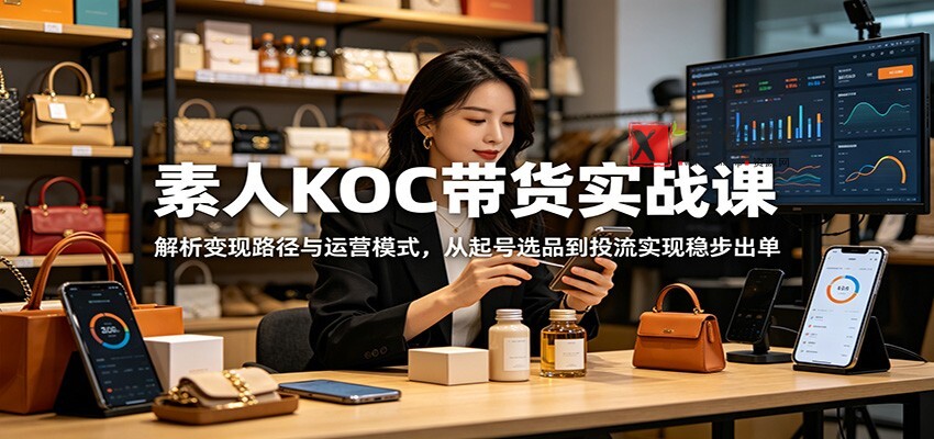 素人KOC带货实战课:解析变现路径与运营模式,从起号选品到投流实现稳步出单-新发现资源网