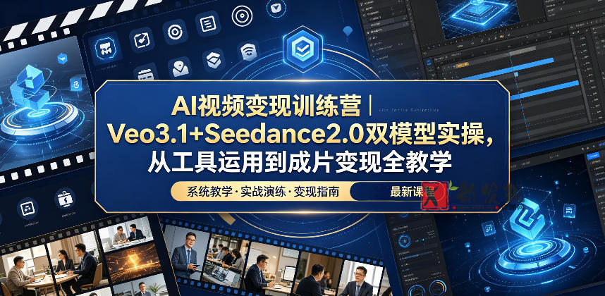 AI视频变现训练营｜Veo3.1+Seedance2.0双模型实操，从工具运用到成片变现全教学-新发现资源网
