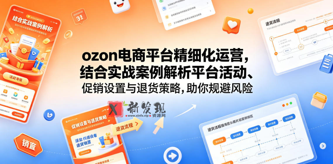 ozon电商平台精细化运营,结合实战案例解析平台活动、促销设置与退货策略,助你规避风险、提升销量-新发现资源网