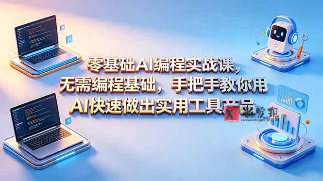 （18785期）零基础AI编程实战课-更新，无需编程基础，手把手教你用AI快速做出实用工具产品-新发现资源网