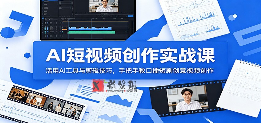 AI短视频创作实战课:活用AI工具与剪辑技巧,手把手教口播短剧创意视频创作-新发现资源网