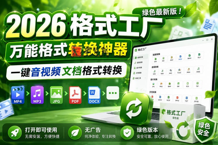 2026格式工厂绿色最新版！万能格式转换神器，一键音视频文档格式转换，打开即可使用，无广告绿色版本-新发现资源网