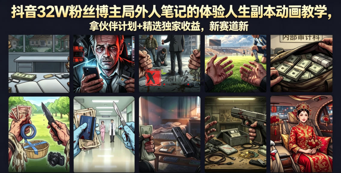 抖音32W粉丝博主局外人笔记的体验人生副本动画教学,拿伙伴计划+精选独家收益,新赛道新涨粉快【录制版】 抖音32W粉丝博主局外人笔记的体验人生副本动画教学,拿伙伴计划+精选独家收益,新赛道新涨粉快【录制版】