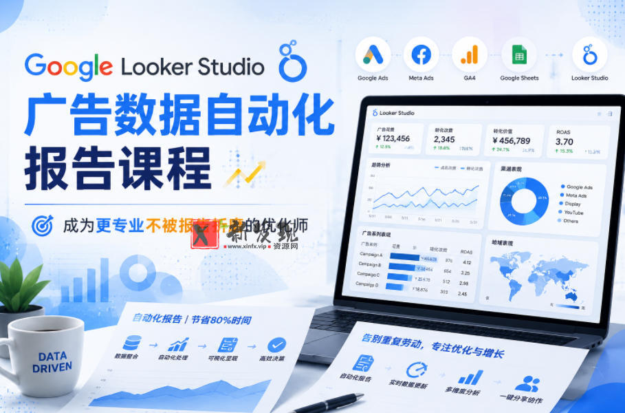Google Looker Studio广告数据自动化报告课程,成为更专业不被报告折磨的优化师 Google Looker Studio广告数据自动化报告课程,成为更专业不被报告折磨的优化师