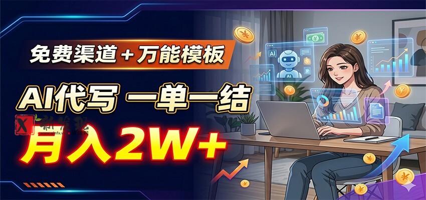 免费渠道+万能模板，AI代写一单一结，月入2W+-新发现资源网