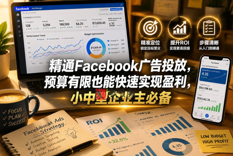 精通Facebook广告投放,预算有限也能快速实现盈利,小中型企业主必备【原创双语字幕】-新发现资源网