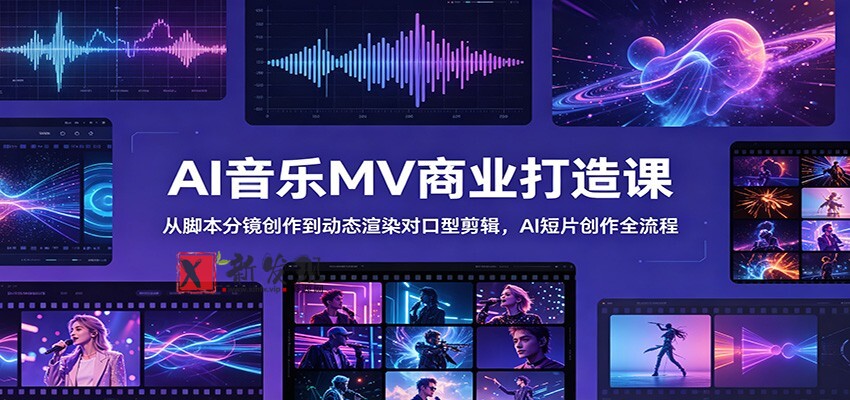 AI音乐MV商业打造课:从脚本分镜创作到动态渲染对口型剪辑,AI短片创作全流程-新发现资源网