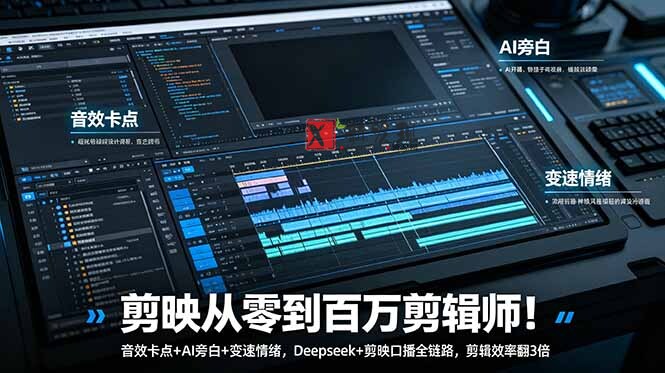 (18867期)剪映从零到百万剪辑师!音效卡点+AI旁白+变速情绪,Deepseek+剪映口播全链路,剪辑效率翻3倍-新发现资源网