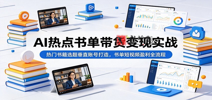 AI热点书单带货变现实战：热门书籍选题垂直账号打造，书单短视频盈利全流程-新发现资源网