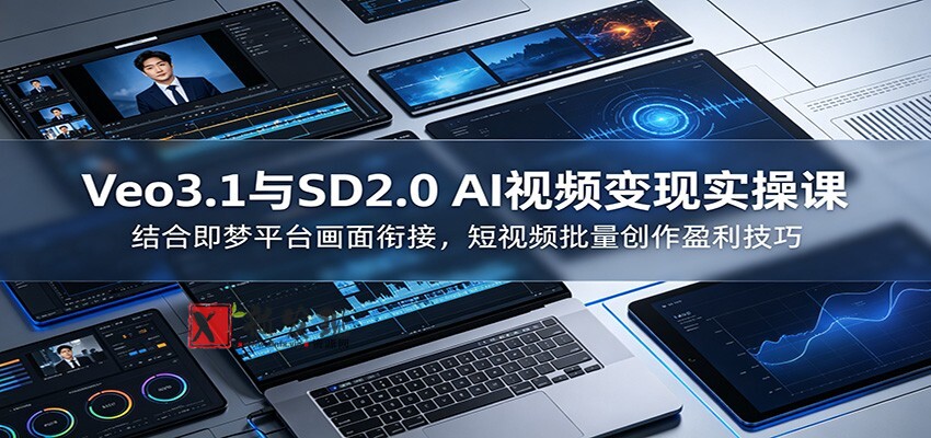 Veo3.1与SD2.0 AI视频变现实操课课：结合即梦平台画面衔接，短视频批量创作盈利技巧-新发现资源网