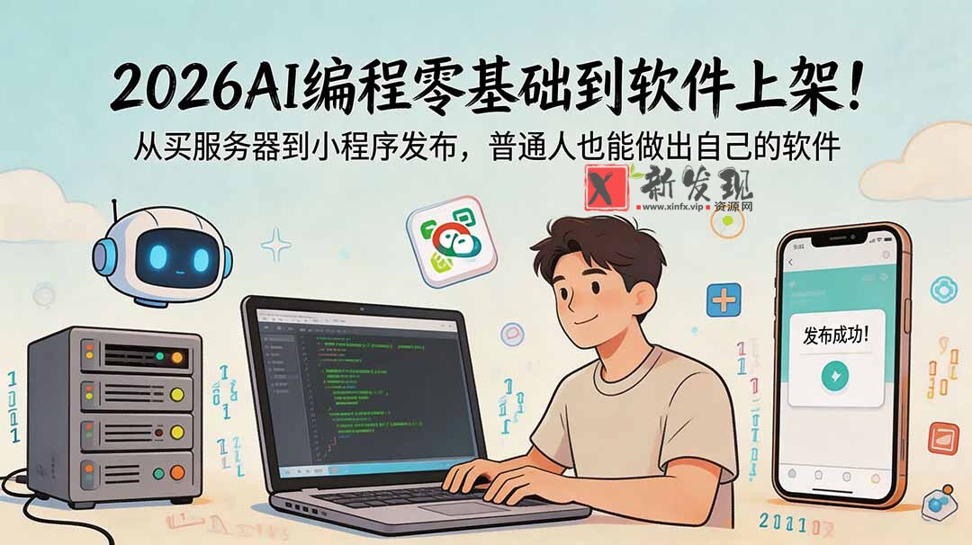 (18905期)2026AI编程零基础到软件上架!从买服务器到小程序发布,普通人也能做出自己的软件 (18905期)2026AI编程零基础到软件上架!从买服务器到小程序发布,普通人也能做出自己的软件