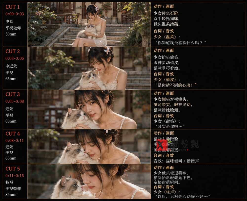 (18909期)美女和猫故事提示词,人物一致性提示词+故事板 (18909期)美女和猫故事提示词,人物一致性提示词+故事板