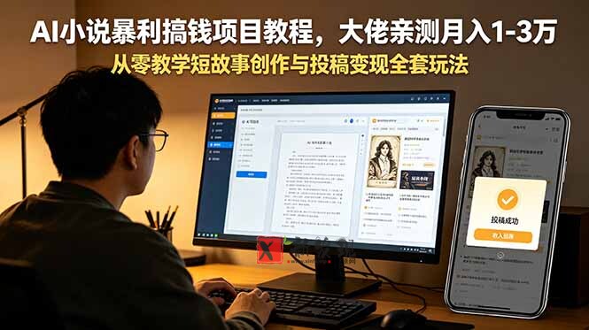 (18913期)AI小说暴利搞钱项目教程-更新,大佬亲测月入1-3万,从零教学短故事创作与投稿变现全套玩法 (18913期)AI小说暴利搞钱项目教程-更新,大佬亲测月入1-3万,从零教学短故事创作与投稿变现全套玩法