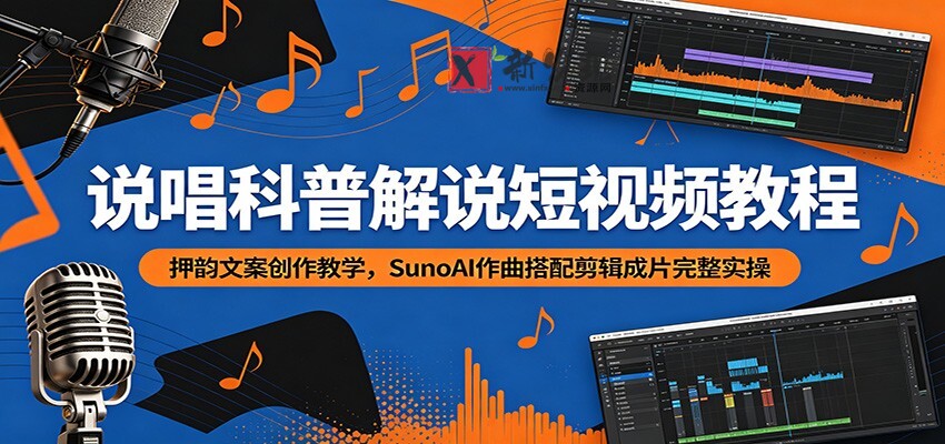 说唱科普解说短视频教程：押韵文案创作教学，SunoAI作曲搭配剪辑成片完整实操-新发现资源网