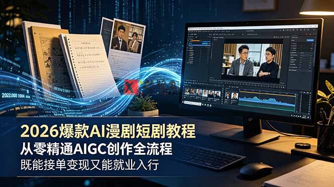 (18977期)2026 爆款 AI 漫剧短剧教程 从零精通 AIGC 创作全流程 既能接单变现又能就业入行-新发现资源网