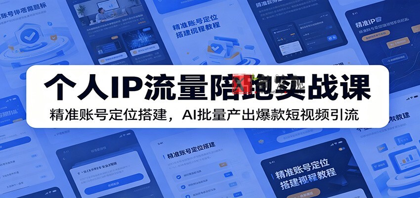 个人IP流量陪跑实战课:精准账号定位搭建,AI批量产出爆款短视频引流 个人IP流量陪跑实战课:精准账号定位搭建,AI批量产出爆款短视频引流