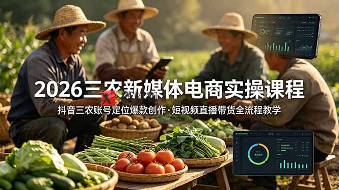 (18991期)2026三农新媒体电商实操课程:抖音三农账号定位爆款创作,短视频直播带货全流程教学 (18991期)2026三农新媒体电商实操课程:抖音三农账号定位爆款创作,短视频直播带货全流程教学