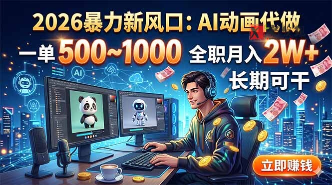 (18993期)2026暴力新风口:AI动画代做,一单500~1000,全职月入2W+,长期可干 (18993期)2026暴力新风口:AI动画代做,一单500~1000,全职月入2W+,长期可干