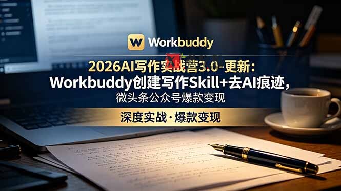 （18995期）2026AI写作实战营3.0-更新：Workbuddy创建写作Skill+去AI痕迹，微头条公众号爆款变现-新发现资源网