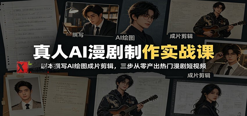 真人AI漫剧制作实战课:剧本撰写AI绘图成片剪辑,三步从零产出热门漫剧短视频 真人AI漫剧制作实战课:剧本撰写AI绘图成片剪辑,三步从零产出热门漫剧短视频