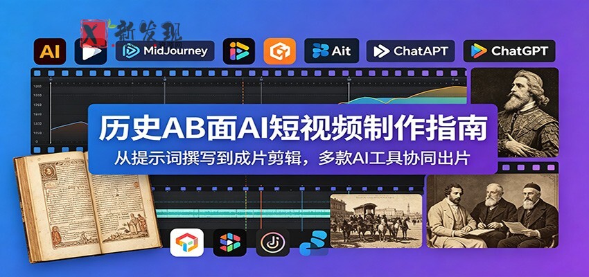 历史AB面AI短视频制作指南:从提示词撰写到成片剪辑,多款AI工具协同出片-新发现资源网