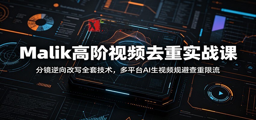 Malik高阶视频去重实战课：分镜逆向改写全套技术，多平台AI生视频规避查重限流-新发现资源网