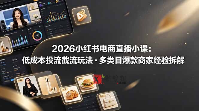 （19034期）2026小红书电商直播小课，低成本投流截流玩法，多类目爆款商家经验完整拆解教学-新发现资源网
