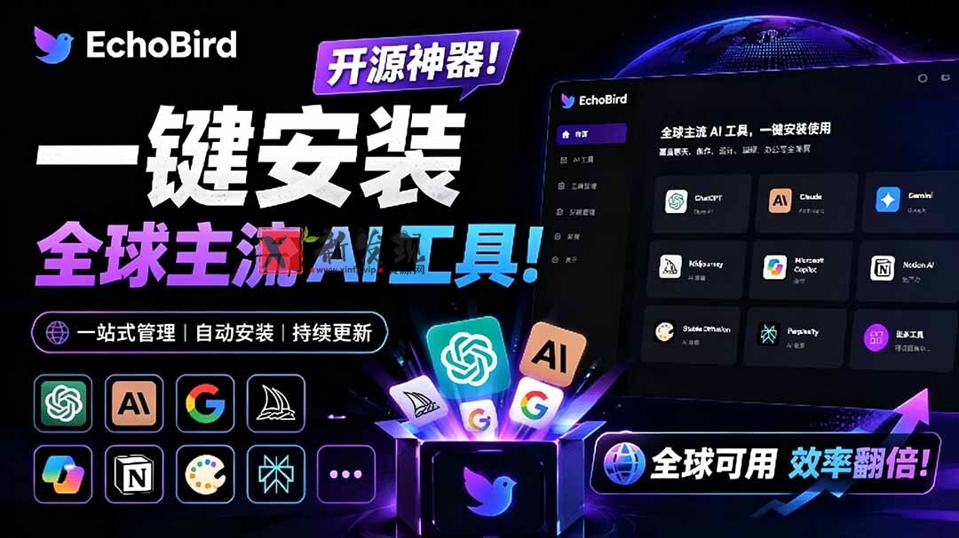 （19040期）一键安装和修复 Claude Code、OpenClaw、Codex 等主流 AI 工具！Github开源神器，小白可用，EchoBird-新发现资源网